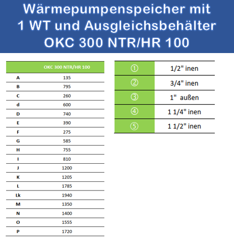 300/100 Liter Wärmepumpenspeicher Kombispeicher OKC NTR/HR
