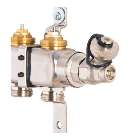 Distribuitor de circuit de încălzire din oțel inoxidabil încălzire prin pardoseală 6 circuite de încălzire, inclusiv robinet cu bilă, conexiune dreaptă