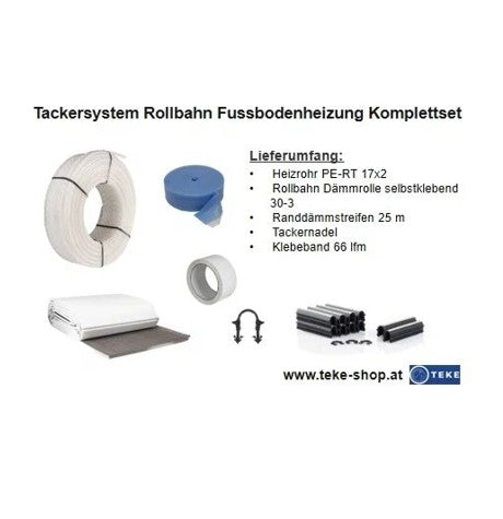 240m2 Set Tackersystem Rolljet 30 mm 17 x 2 PE-RT Rohr Raster 10 cm + Zubehör