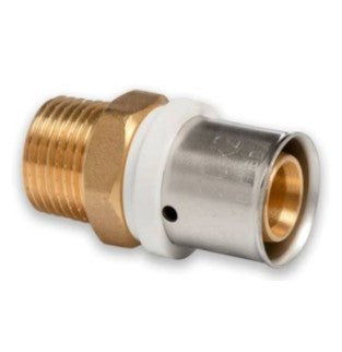 Pressfitting Übergang mit Außengewinde 20 x 2 - 1/2 Zoll TH + U Kontur DVGW