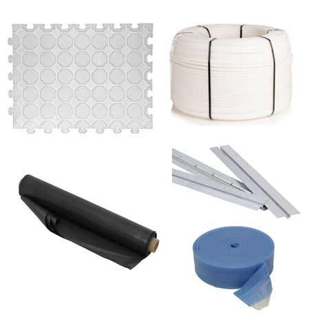 60m2 set sistem de șapă uscată 25 mm WLG 035 țeavă PE-RT 14x2mm distanță de așezare 12,5 cm + accesorii