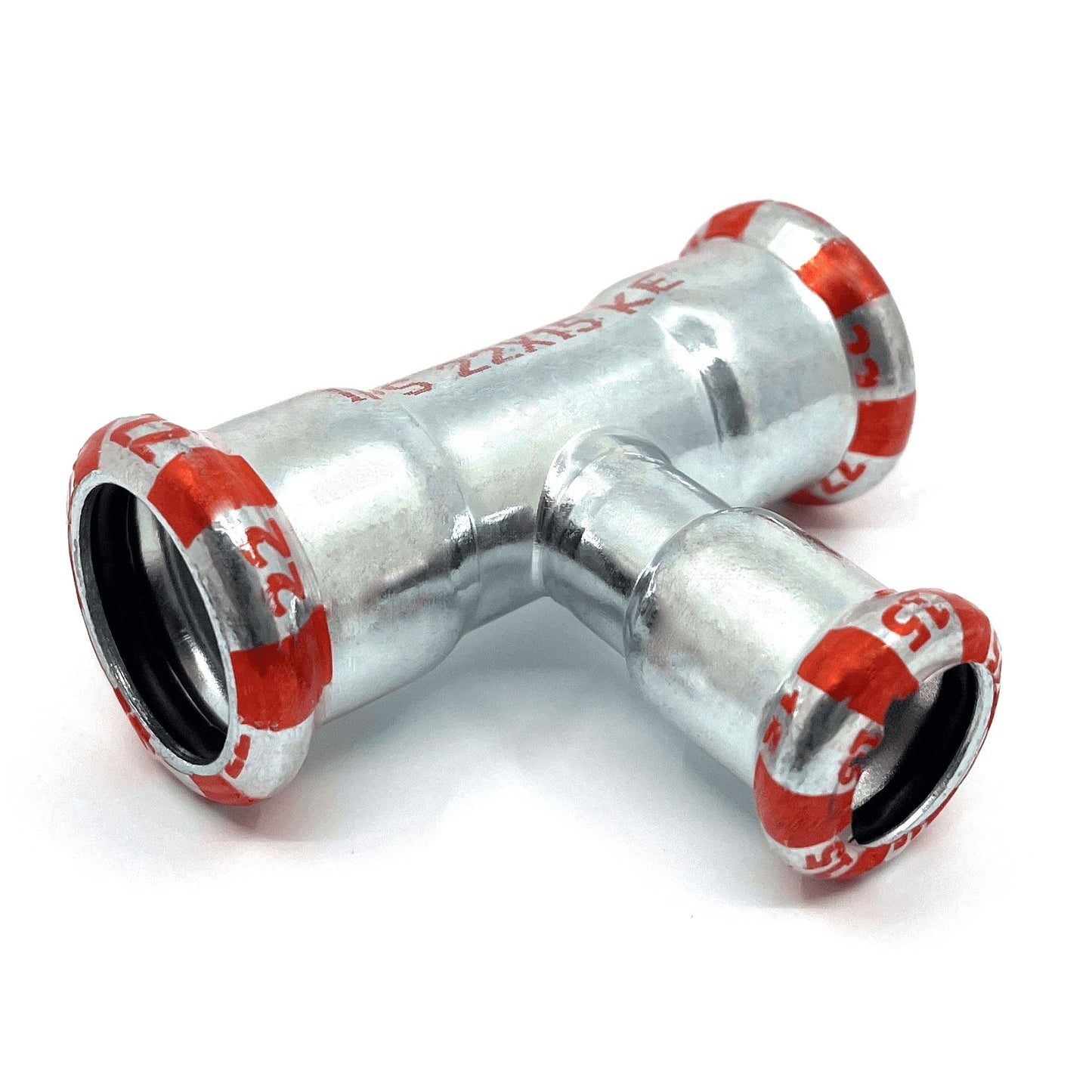 C-Stahl-Pressfittings T-Stück reduziert -108x35x108mm