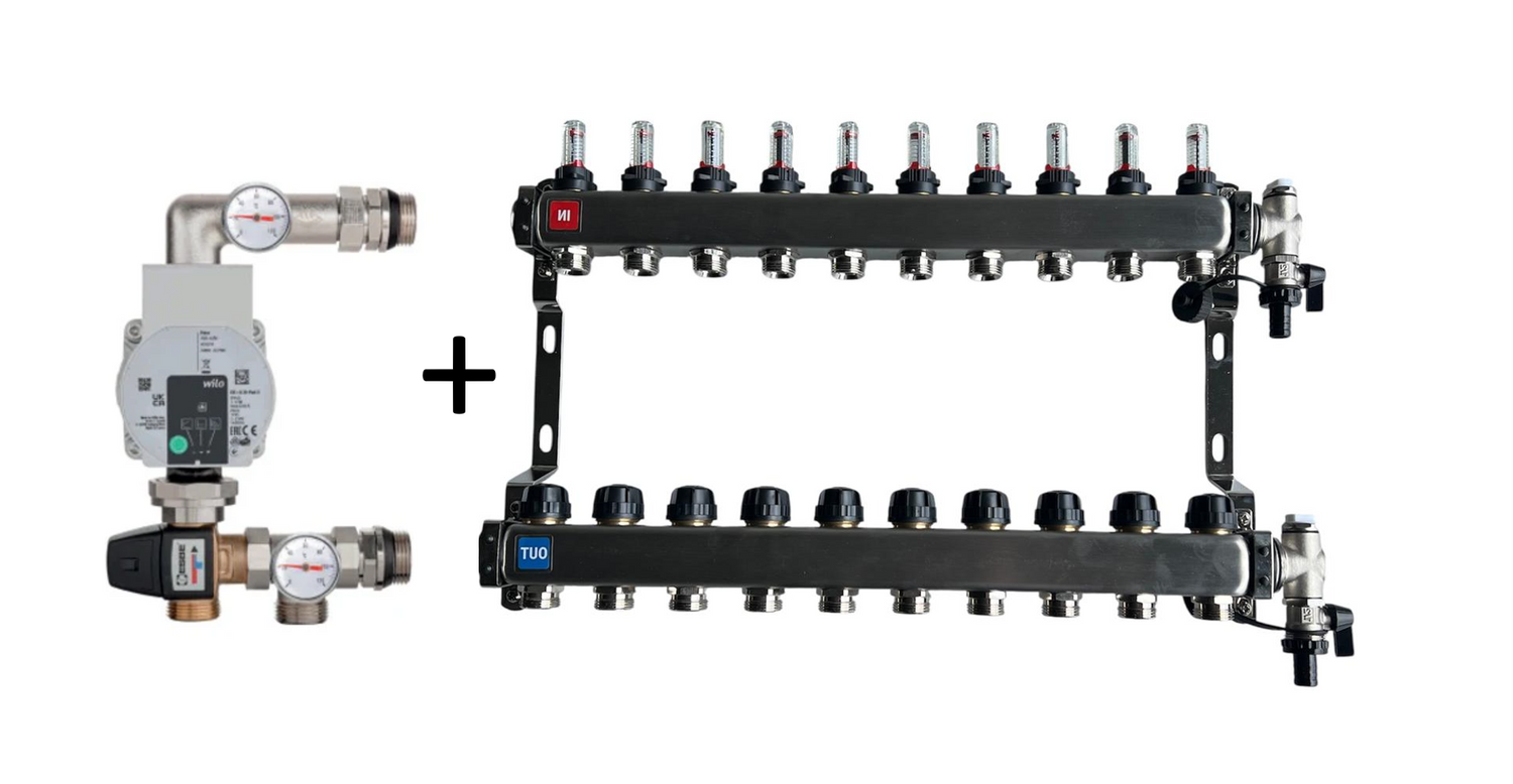 Edelstahl Heizkreisverteiler inkl. Festwertregelset mit Wilo Pumpe