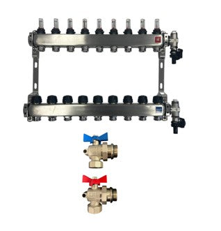 Heizkreisverteiler inkl Kugelhahnset Eck-Anschluss Kurz