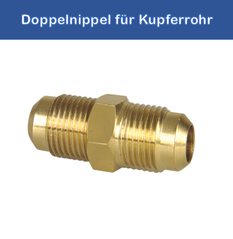 Doppelnippel für Kupferrohr 3/8” – Messing Fitting für Klimaanlage | TEKE