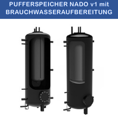 1000 Liter Pufferspeicher mit integriertem Speicher 200 Liter mit Isolierung-NADO 1000 /200 v1