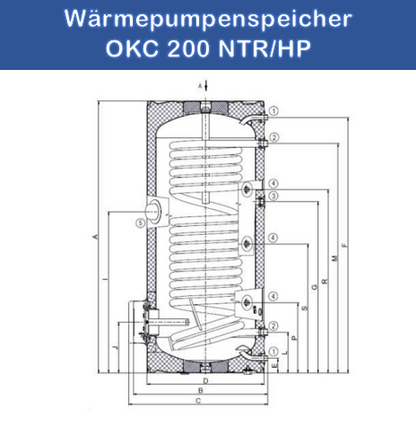 200 Liter Wärmepumpenspeicher mit einem Wärmetauscher OKC NTR/HP