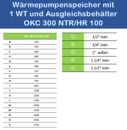 300/100 Liter Wärmepumpenspeicher Kombispeicher OKC NTR/HR