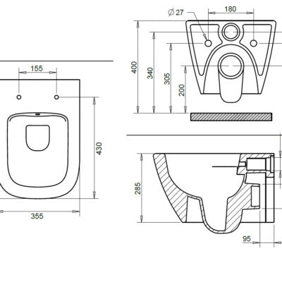 Hänge WC mit Taharet Bidet-Funktion Modell LUNA