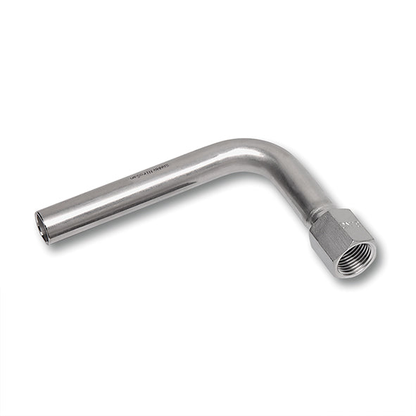 NiroSan Passbogen 90° mit Einsteckende und Innengewinde 18x1/2 mm