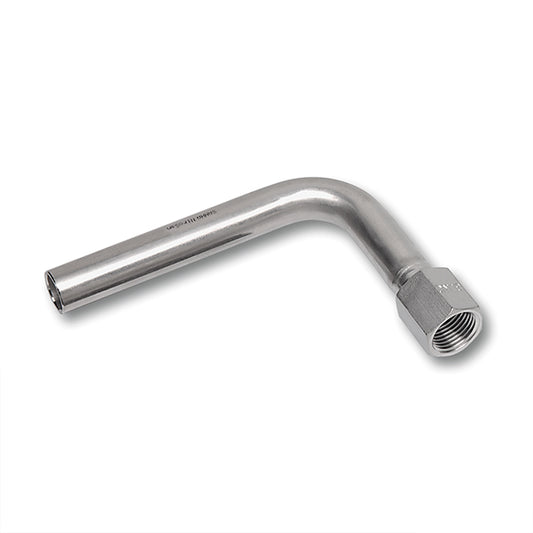 NiroSan Passbogen 90° mit Einsteckende und Innengewinde 18x1/2 mm
