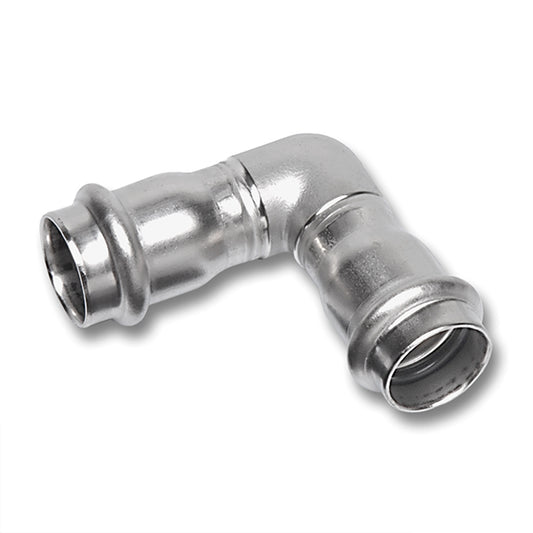 NiroSan Winkel 90°, beidseitig mit Pressanschluss 22 mm