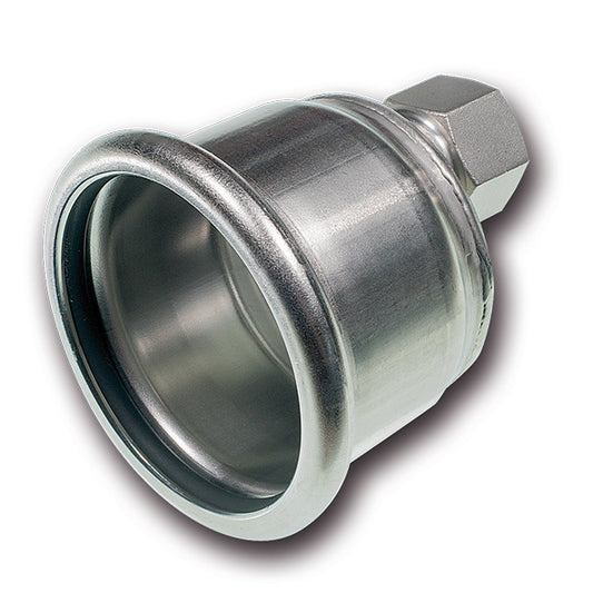 NiroSan Kappe mit Pressanschluss und Innengewinde für Entlüftung 108,0x3/4 mm