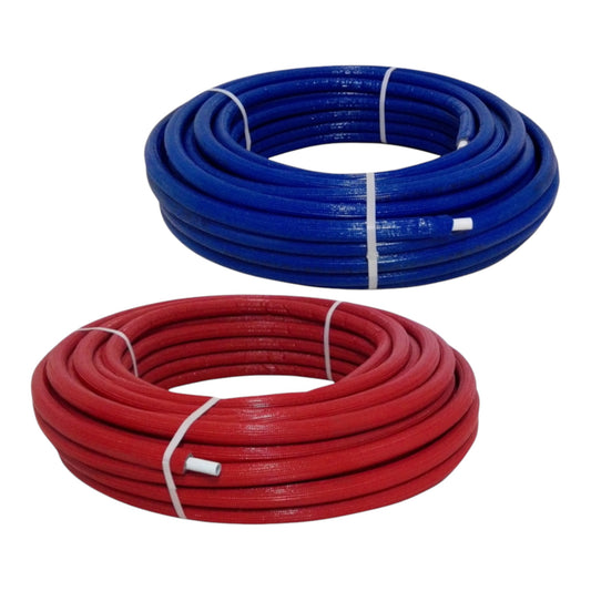 Aluminum composite pipe_16x2mm_to_32x3mm_insulated_red_blue