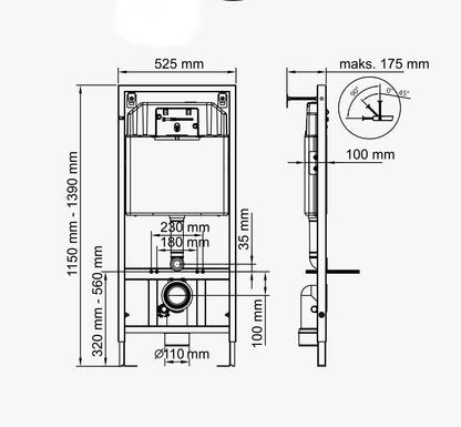 Visam Slim 80 Vorwandelement Trockenbau für Hänge WC Installation inklusive weißer Drückerplatte_1