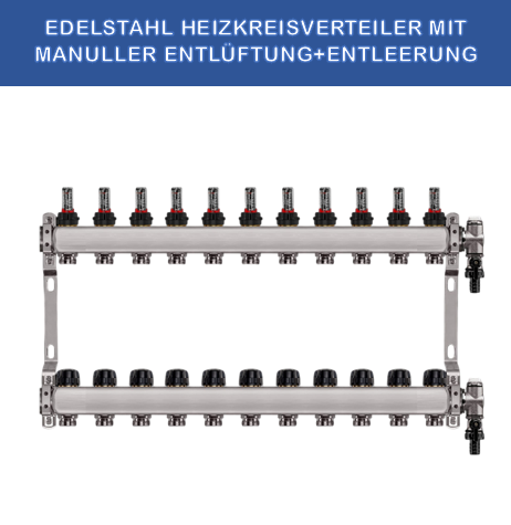 Stainless steel heating circuit manifold - 11-way - underfloor heating - 1-inch connection - with brackets