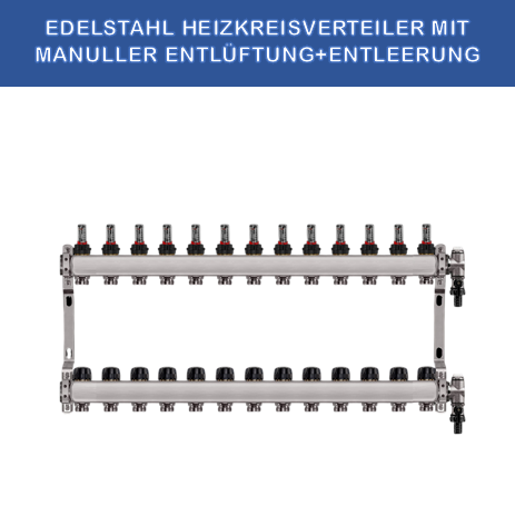 Stainless steel heating circuit manifold - 4-way - underfloor heating - 1-inch connection - with brackets
