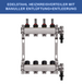 Stainless steel heating circuit manifold - 4-way - underfloor heating - 1-inch connection - with brackets