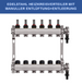 Stainless steel heating circuit manifold - 6-way - underfloor heating - connection - 1 inch - with brackets