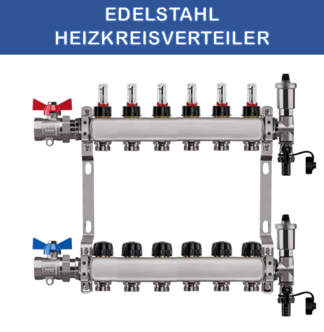 Distribuitor de circuit de încălzire din oțel inoxidabil încălzire prin pardoseală 6 circuite de încălzire, inclusiv robinet cu bilă, conexiune dreaptă