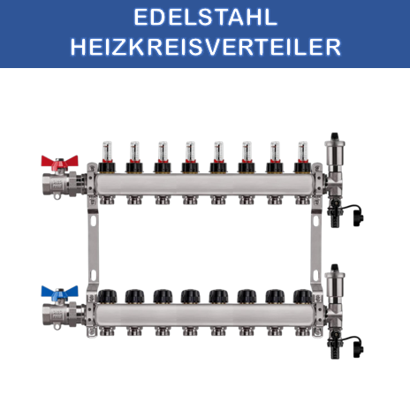 Distribuitor de circuit de încălzire din oțel inoxidabil încălzire prin pardoseală 8 circuite de încălzire, inclusiv robinet cu bilă, conexiune dreaptă