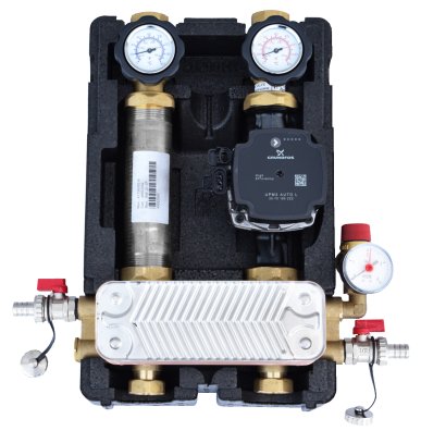 Pumpengruppe BW 30 mit Grundfos UPM3S Pumpe und 30 Platten Wärmetauscher