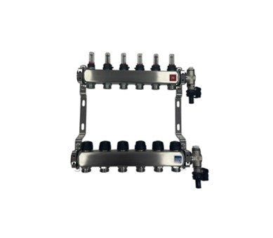 Paslanmaz çelik ısıtma devresi dağıtıcısı 6 ısıtma devresi