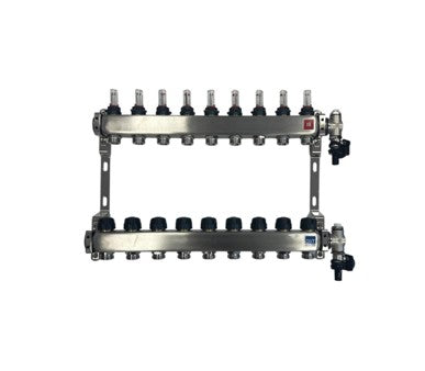 Paslanmaz çelik ısıtma devresi dağıtıcısı 9 ısıtma devresi