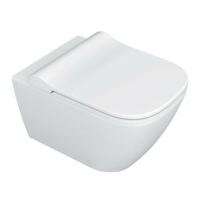 Dusch WC Spülrandloses Design Hänge WC mit Taharet/Bidet-Funktion und integrierter Heiß-/Kaltwasserarmatur Weiß inkl. Deckel – Modell: LUNA