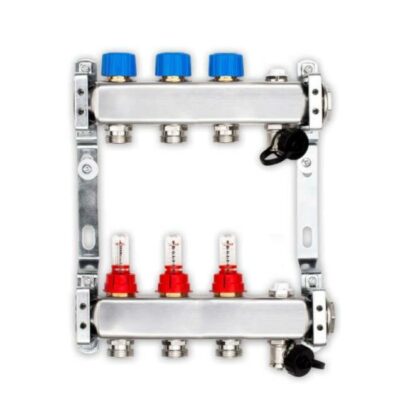 Edelstahl Heizkreisverteiler für Fußbodenheizung 3 Heizkreise