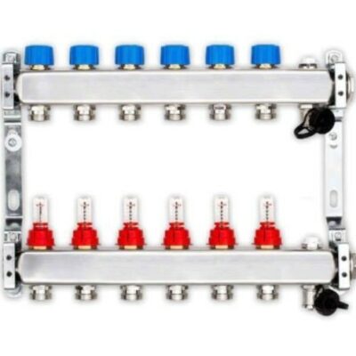 Edelstahl Heizkreisverteiler für Fußbodenheizung 6 Heizkreise