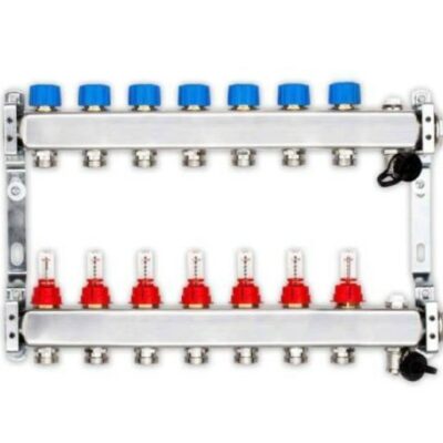 Edelstahl Heizkreisverteiler für Fußbodenheizung 7 Heizkreise