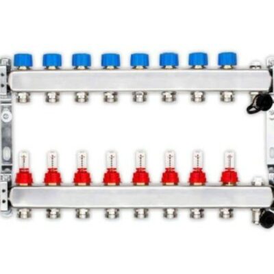 Edelstahl Heizkreisverteiler für Fußbodenheizung 8 Heizkreise