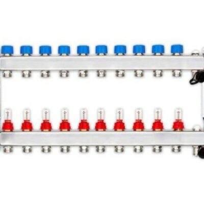 Edelstahl Heizkreisverteiler für Fußbodenheizung 10 Heizkreise