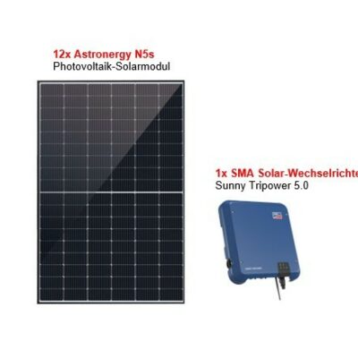 PV-Anlage S 5,22 kWp mit 12 Stück Astronergy CHSM54N BF 435Wp inkl. SMA STP5.0-3AV-40